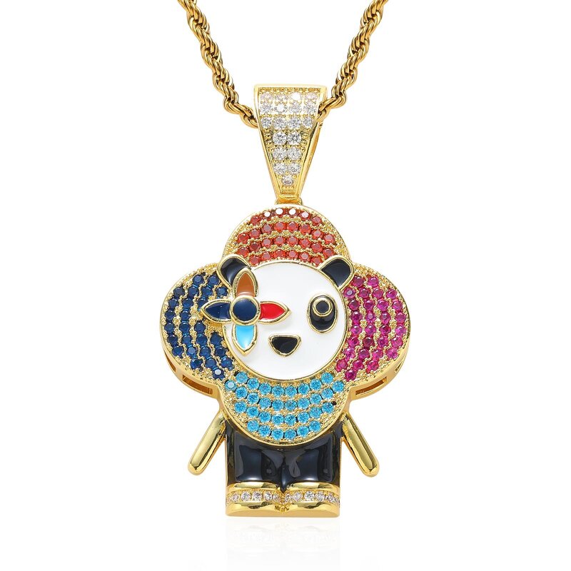 Donkey Flower Necklace Factory - Hiphop 18K Gold Plated Brass Cartoon Twist Chain