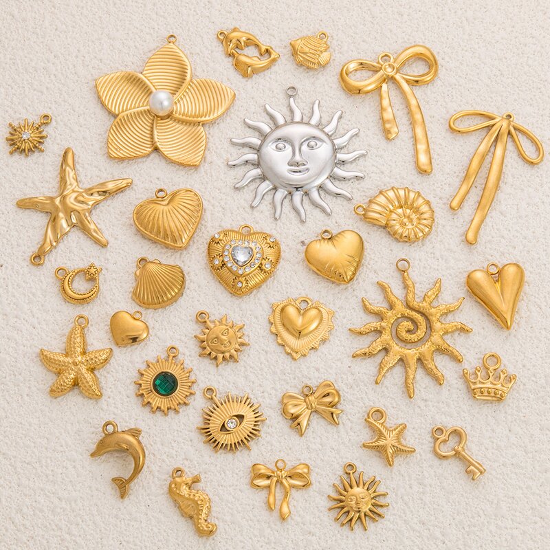 Gold Plated Pendant Factory - 18K Stainless Steel Bow Starfish Heart DIY