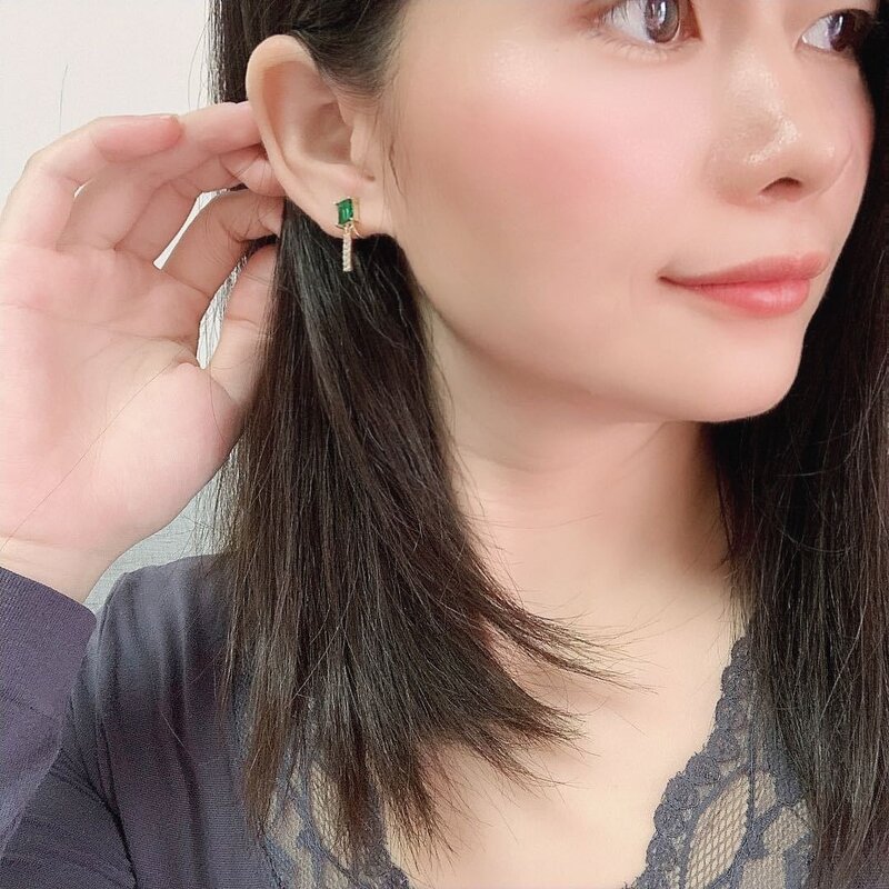 Mosquito Coil Ear Clip Manufacturer - Vintage Green Zircon Pearl 18K Gold Plated