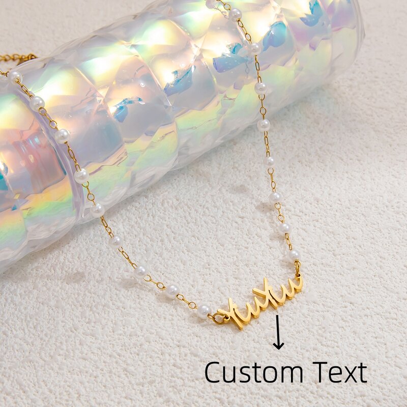 Name Necklace Supplier - Personalized Custom English Letter Pearl Chain