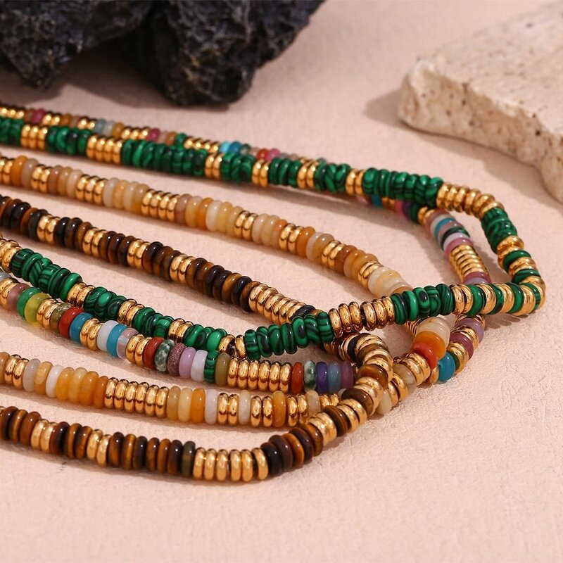 Natural Stone Necklace Factory - High Quality Gold Plated Colorful Beaded
