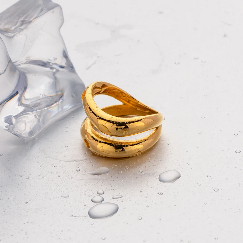 Waterwave Ring Supplier - Dainty Women's 18K PVD Gold Plating Stainless Steel