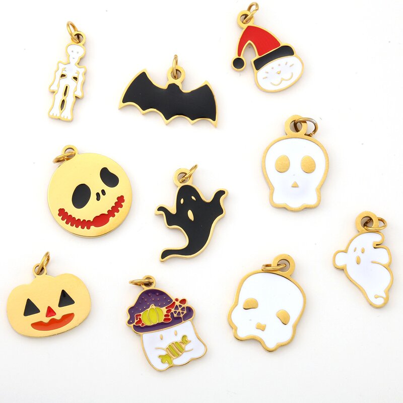 Halloween Charm Supplier - Pumpkin Ghost Spider Bat Stainless Steel DIY