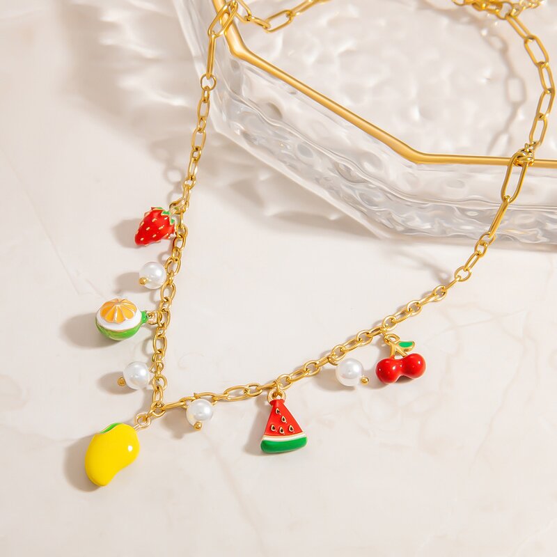 Strawberry Pendant Necklace Supplier - Trend Wholesale Creative Fine 18K Gold