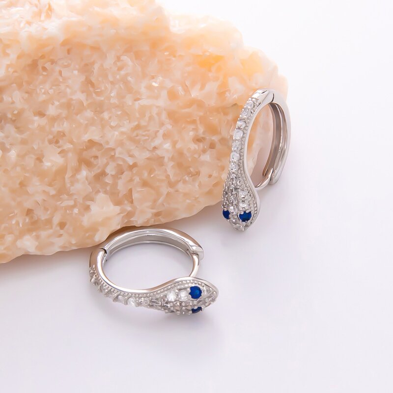 Zircon Needle Earrings Supplier - Trendy 925 Sterling Silver Snake Brass