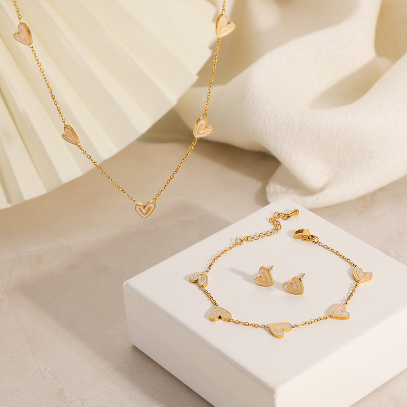 Heart Jewelry Set Manufacturer - Trendy Autumn Winter White Gold 18K Plated