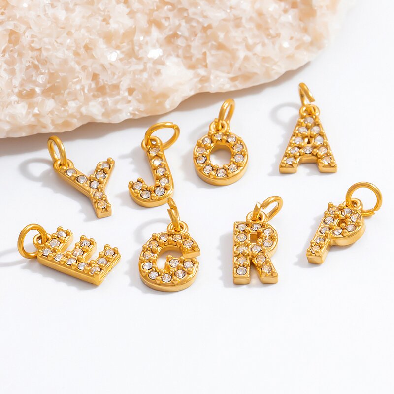 Jewelry Charm Manufacturer - Handmade 26 Letters Zircon 18K Gold Plated
