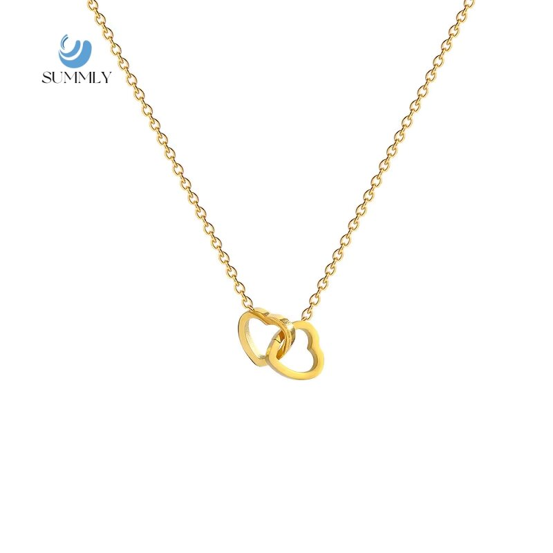 Pendant Necklace Factory - 18K Gold Stainless Steel Roman Double Ring