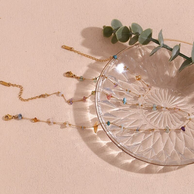 Gemstone Necklace Supplier - Personalized Vintage Gold Plated Stainless Steel