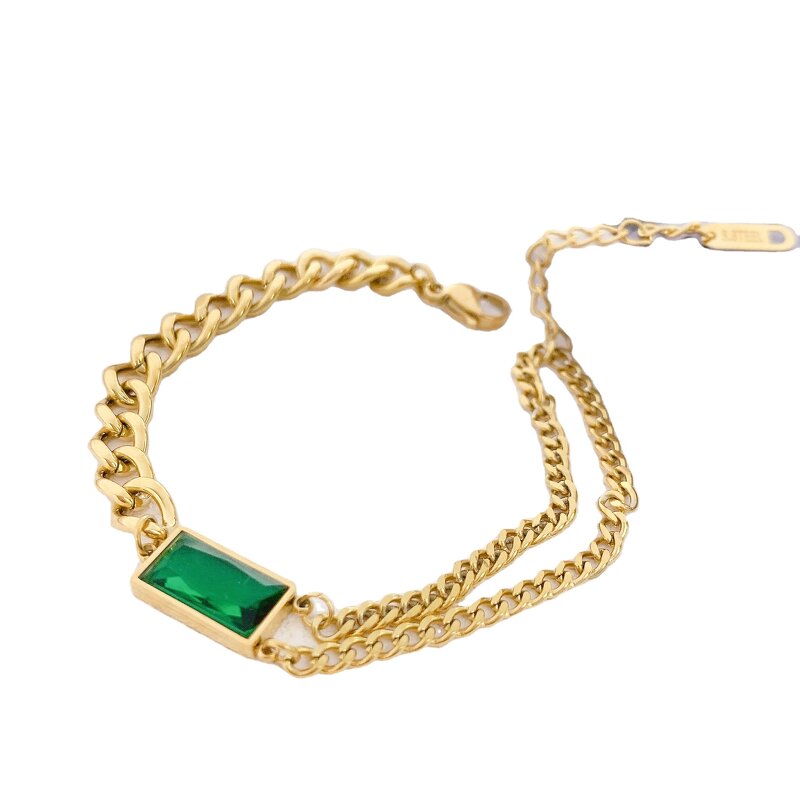 Emerald Chain Bracelet Manufacturer - Rectangular Simple High Class Style