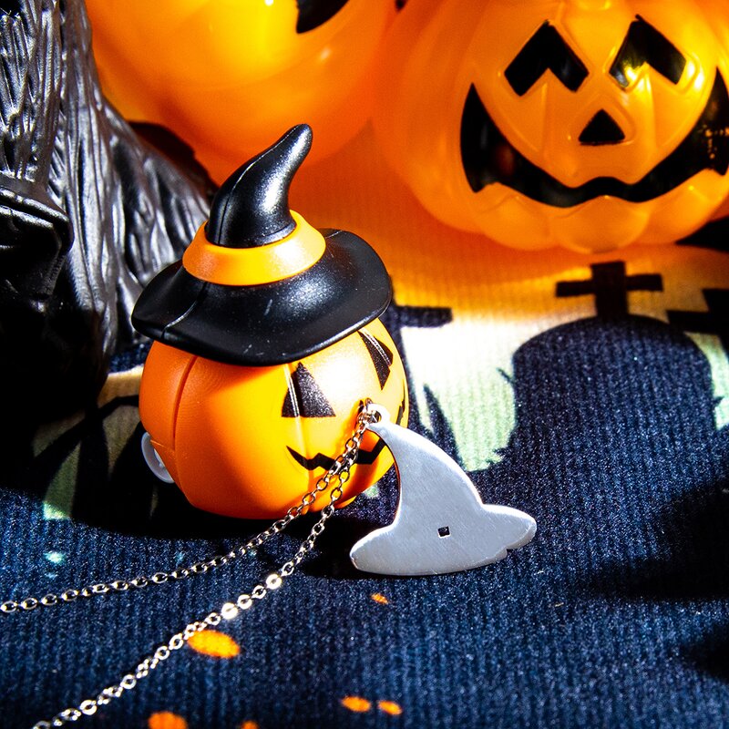 Halloween Necklace Factory - Pumpkin Ghost Stainless Steel Pendant Charm