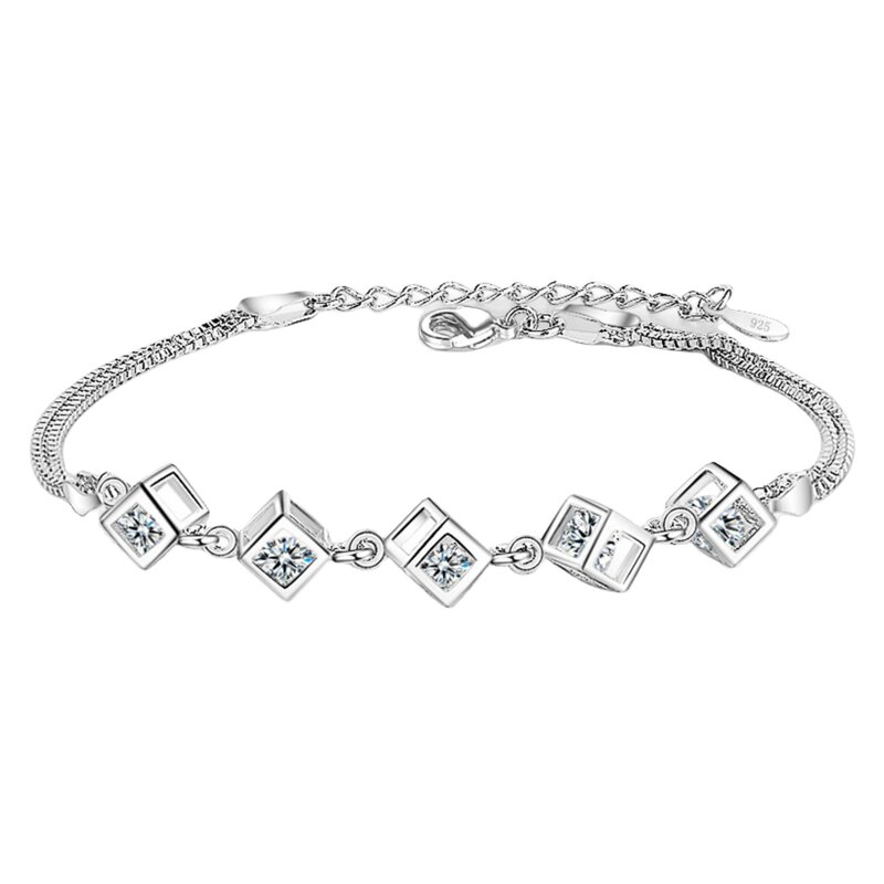 Geometric Brass Bracelet Supplier - Women's Fashion Square with Zirconia Rubik's