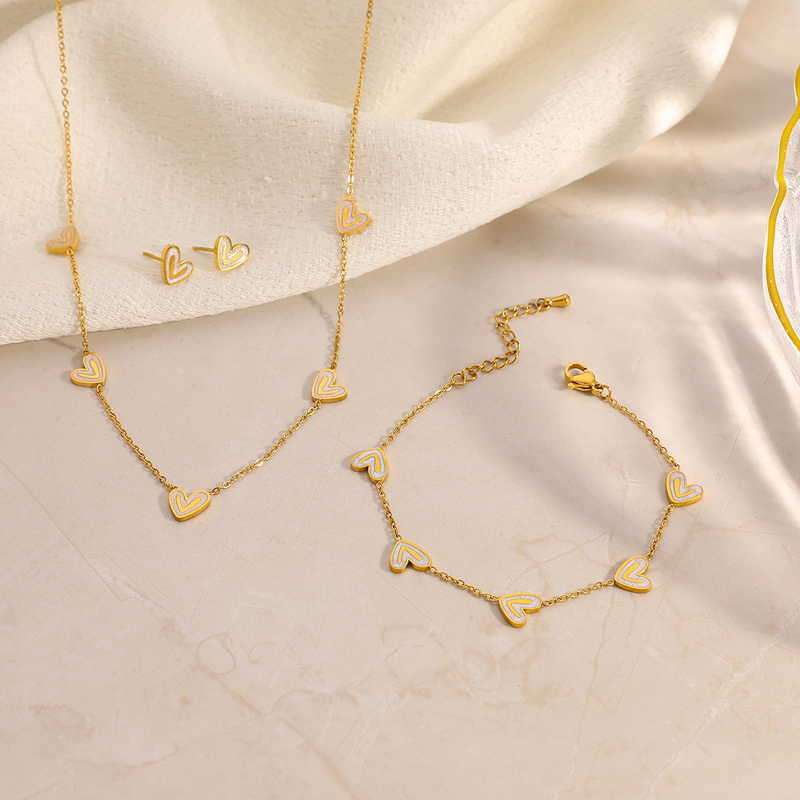 Heart Jewelry Set Manufacturer - Trendy Autumn Winter White Gold 18K Plated