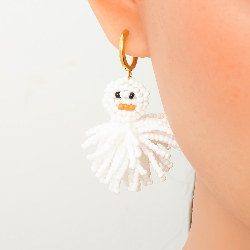 Christmas Earring Supplier - Crystal Tree Joker 18K Gold Stainless Steel Hoop