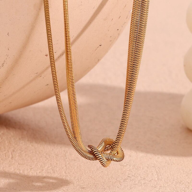 Snake Chain Necklace Supplier - Vintage Unisex Twisted Double 18K PVD Gold
