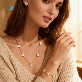 Heart Jewelry Set Manufacturer - Trendy Autumn Winter White Gold 18K Plated