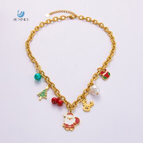 Christmas Jewelry Set Factory - 18K Gold Plated Stainless Steel Pendant Set