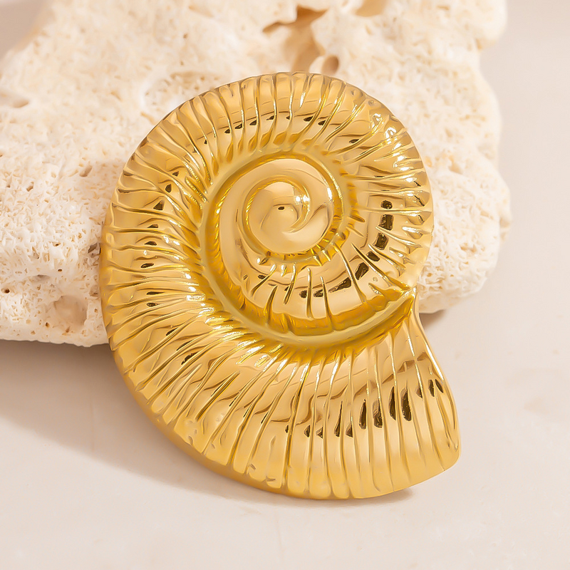 Conch Brooch Factory - Wholesale Trendy Textured Waterproof 18K Gold Plated