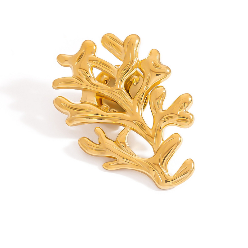 Coral Brooch Manufacturer - Wholesale Minimalist Polished Decorative 18K Gold