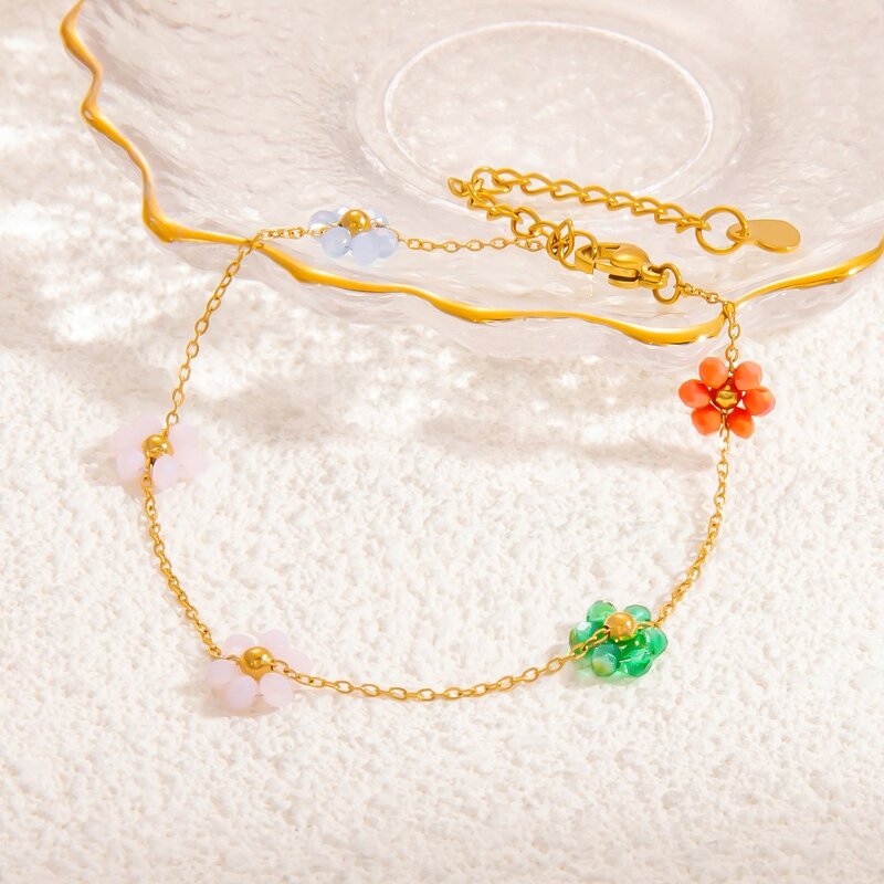 Daisy Flower Chain Supplier - Wholesale Colourful 18K Gold Plated Stainless Steel