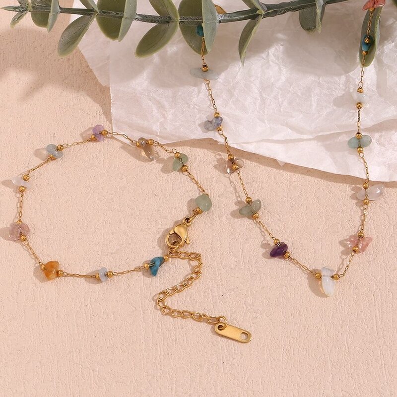 Gemstone Necklace Supplier - Personalized Vintage Gold Plated Stainless Steel