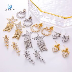 Geometric Earrings Factory - Diamond Zircon Irregular 925 Silver Needle