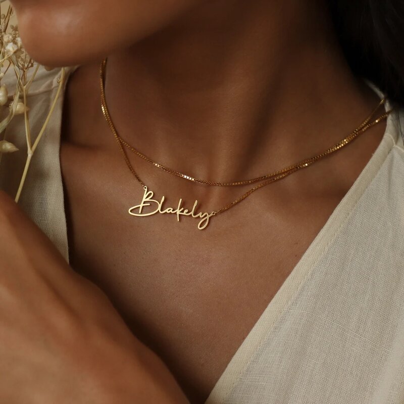 Personalized Name Necklace Supplier - 18K Gold Plated Stainless Steel Custom