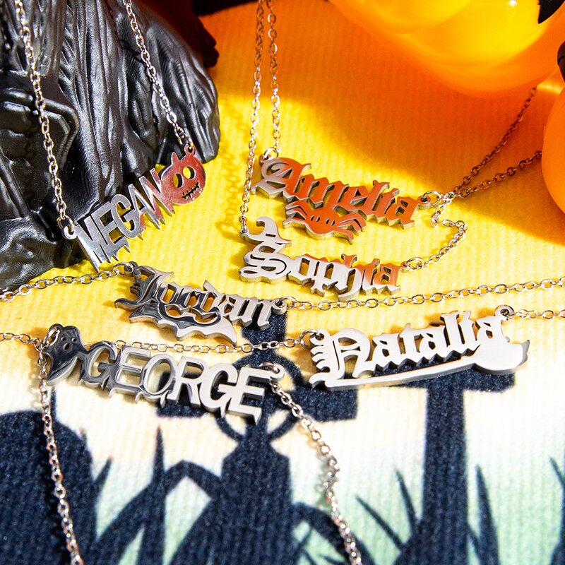 Halloween Necklace Supplier - Customized Stainless Steel Name Letters Pendant