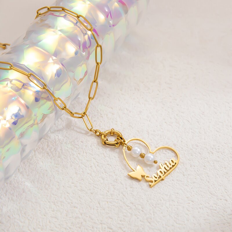 Heart Pearl Necklace Factory - Personalized Custom 18K Gold Plated Stainless