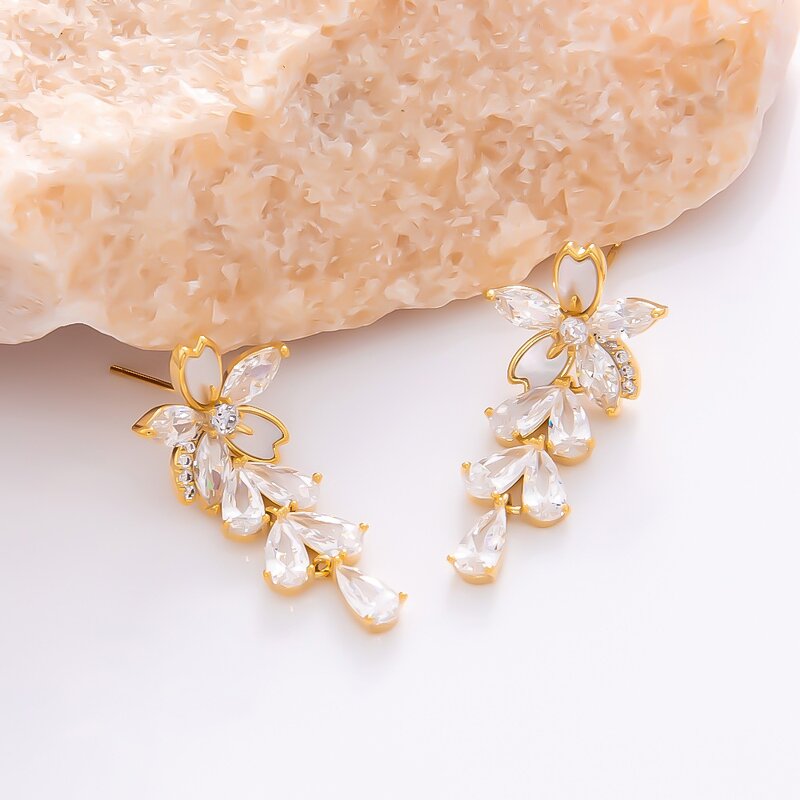 Geometric Earrings Factory - Diamond Zircon Irregular 925 Silver Needle