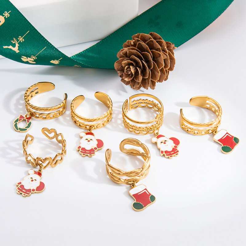 Christmas Charm Supplier - Christmas Style 18K Gold Plated Stainless Steel