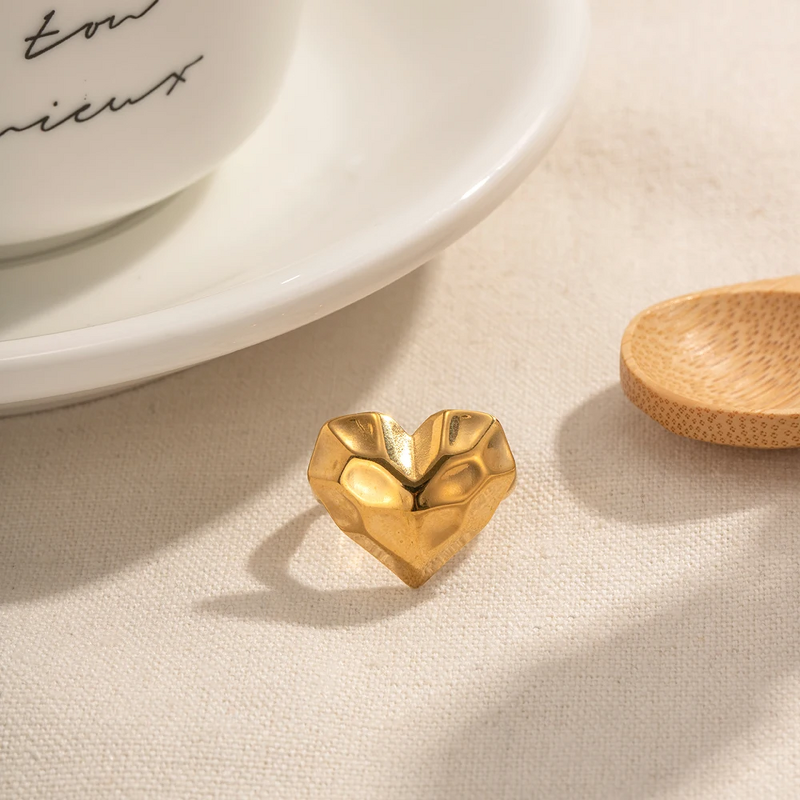 Heart Opening Ring Manufacturer - New Arrival 18K Gold Plated Waterproof Bump