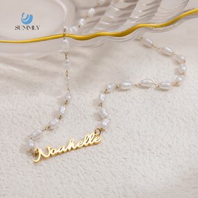 Name Necklace Manufacturer - Personalized Custom English Letter Pearl Chain