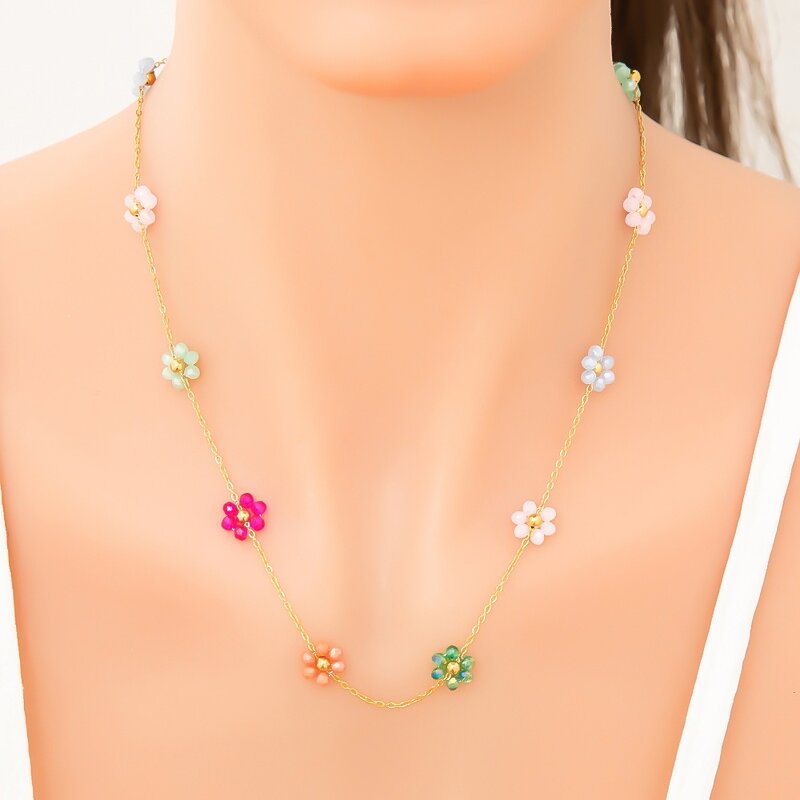 Daisy Flower Chain Supplier - Wholesale Colourful 18K Gold Plated Stainless Steel