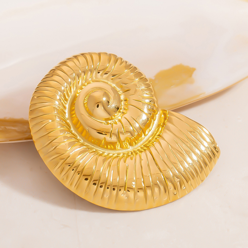 Conch Brooch Factory - Wholesale Trendy Textured Waterproof 18K Gold Plated