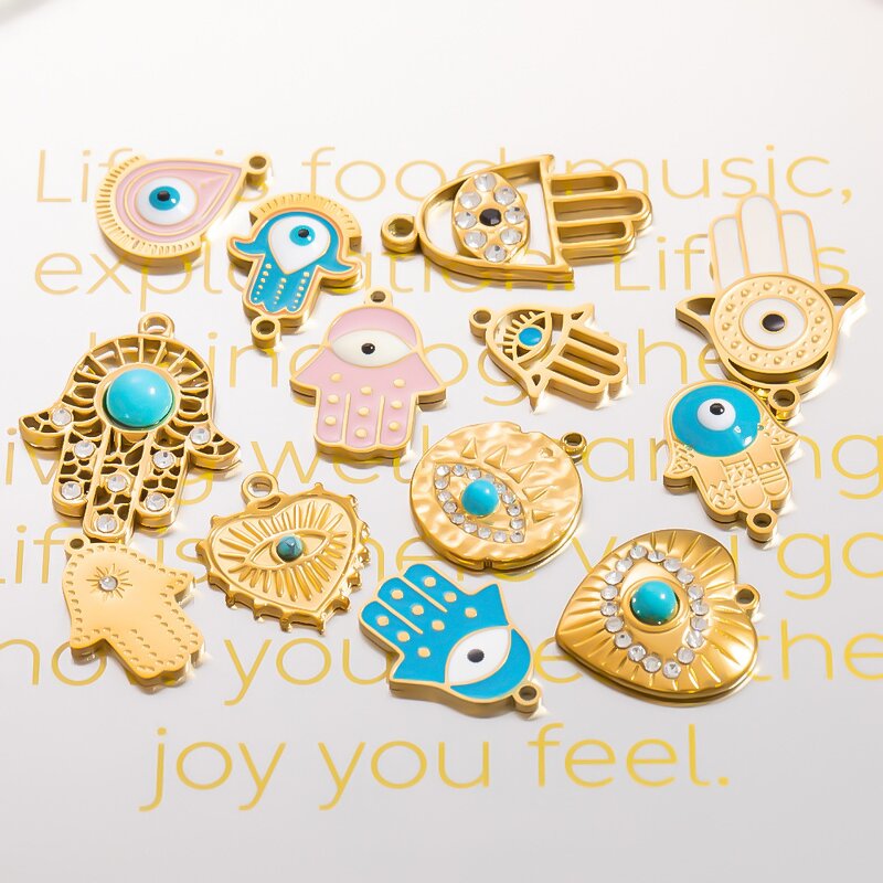 Hip-Hop Charm Manufacturer - Devil's Eye 18K Gold Plated Stainless Steel DIY