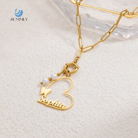 Heart Pearl Necklace Factory - Personalized Custom 18K Gold Plated Stainless