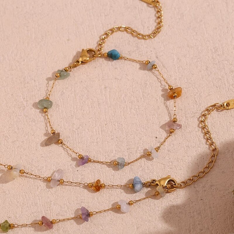 Gemstone Necklace Supplier - Personalized Vintage Gold Plated Stainless Steel