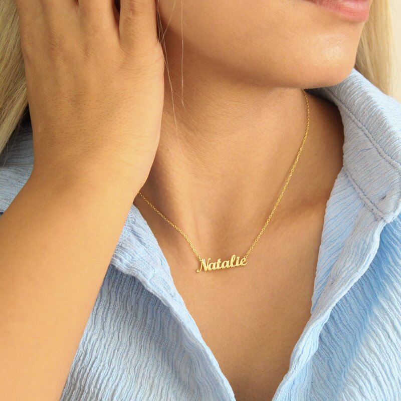 Personalized Name Necklace Supplier - 18K Gold Plated Stainless Steel Custom