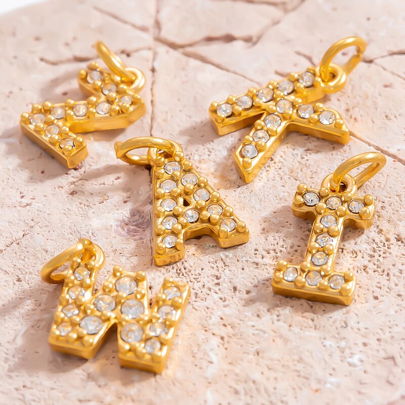 Jewelry Charm Manufacturer - Handmade 26 Letters Zircon 18K Gold Plated