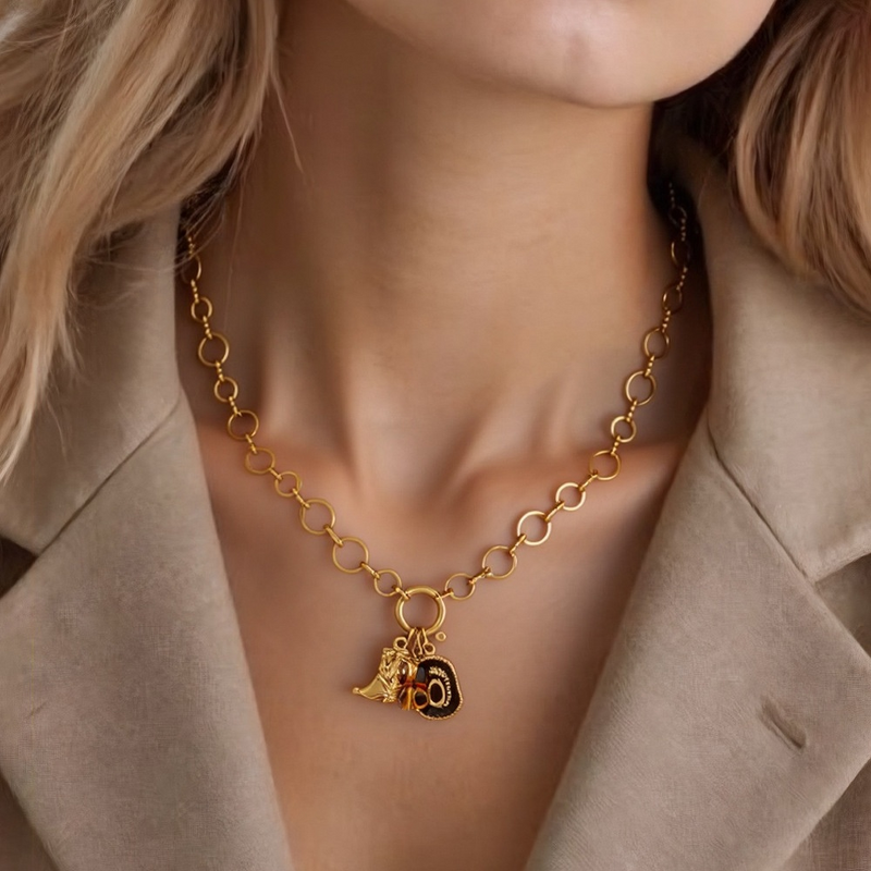 Resin Beads Necklace Factory - Trendy Autumn Winter 18K Gold Plated Charms