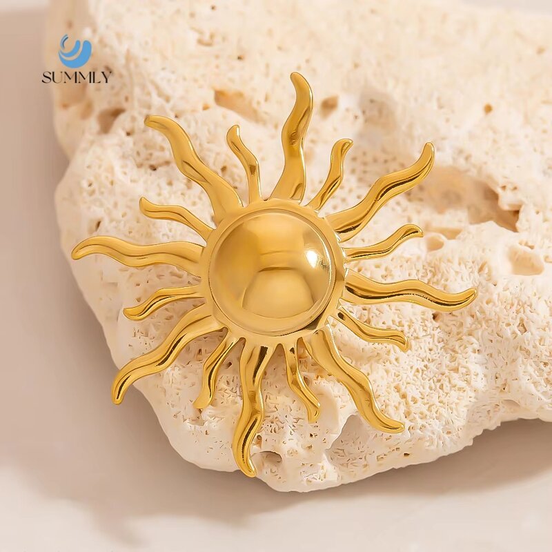 Sun Brooch Manufacturer - Vintage Wholesale Geometric 18K Gold Plated DIY