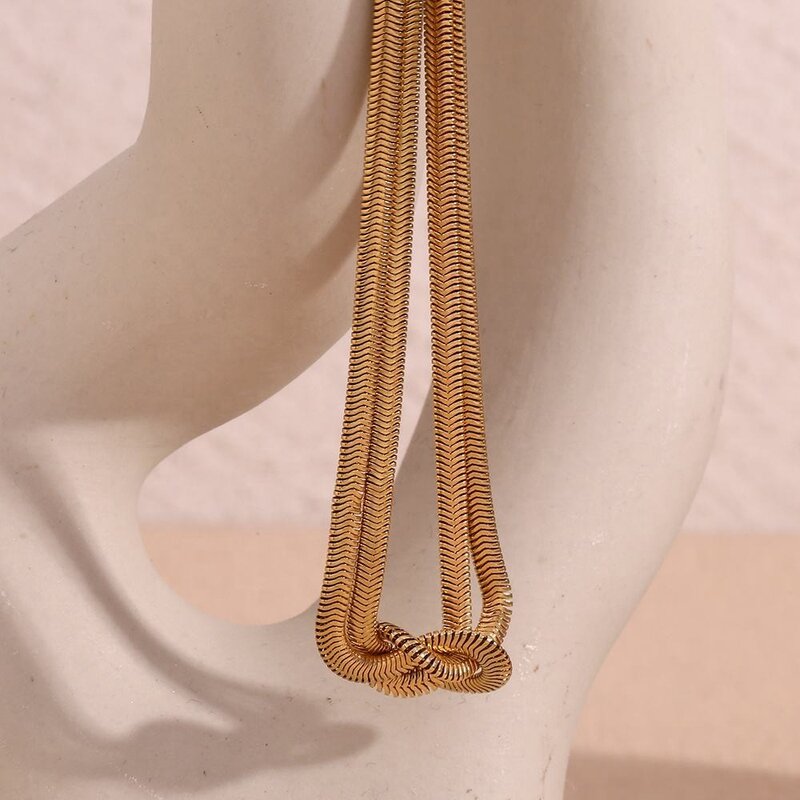 Snake Chain Necklace Supplier - Vintage Unisex Twisted Double 18K PVD Gold