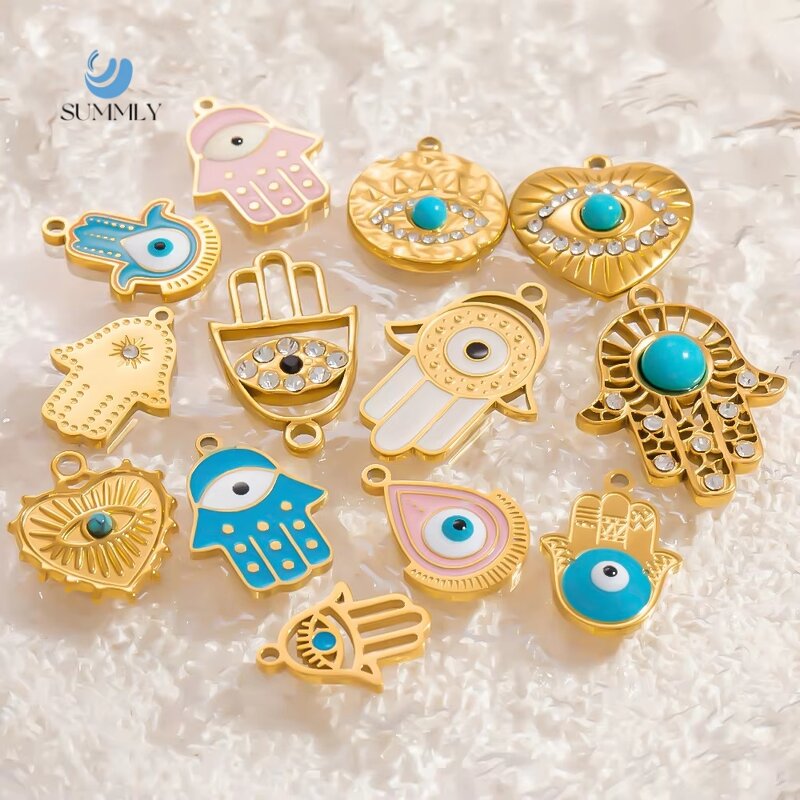 Hip-Hop Charm Manufacturer - Devil's Eye 18K Gold Plated Stainless Steel DIY