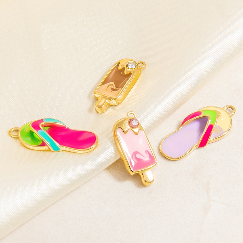 Fashion Charm Supplier - Wholesale Trend Slippers Ice Cream Bread Pendant