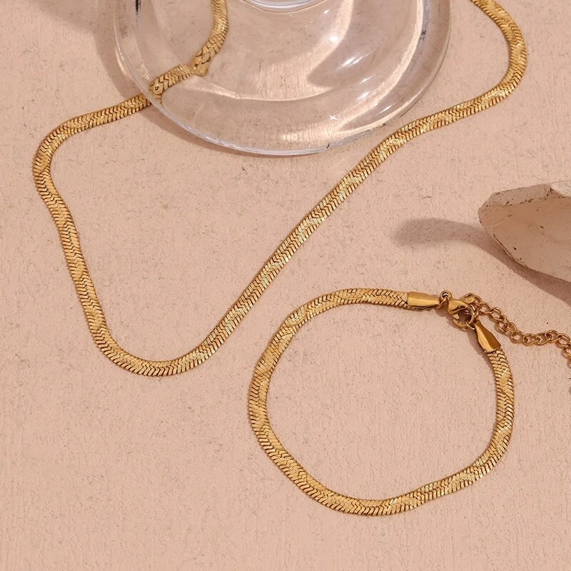 Water Wave Necklace Factory - 2024 18K Gold Plated Snake Chain Waterproof