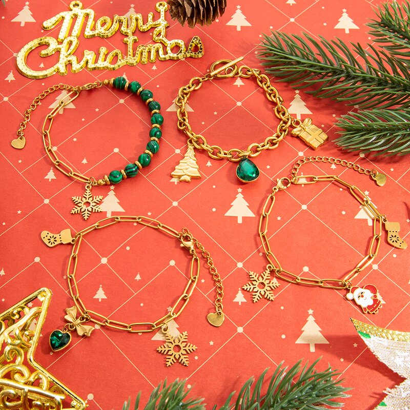 Christmas Bracelet Factory - Charms Pendants 18K Gold Plated Stainless Steel