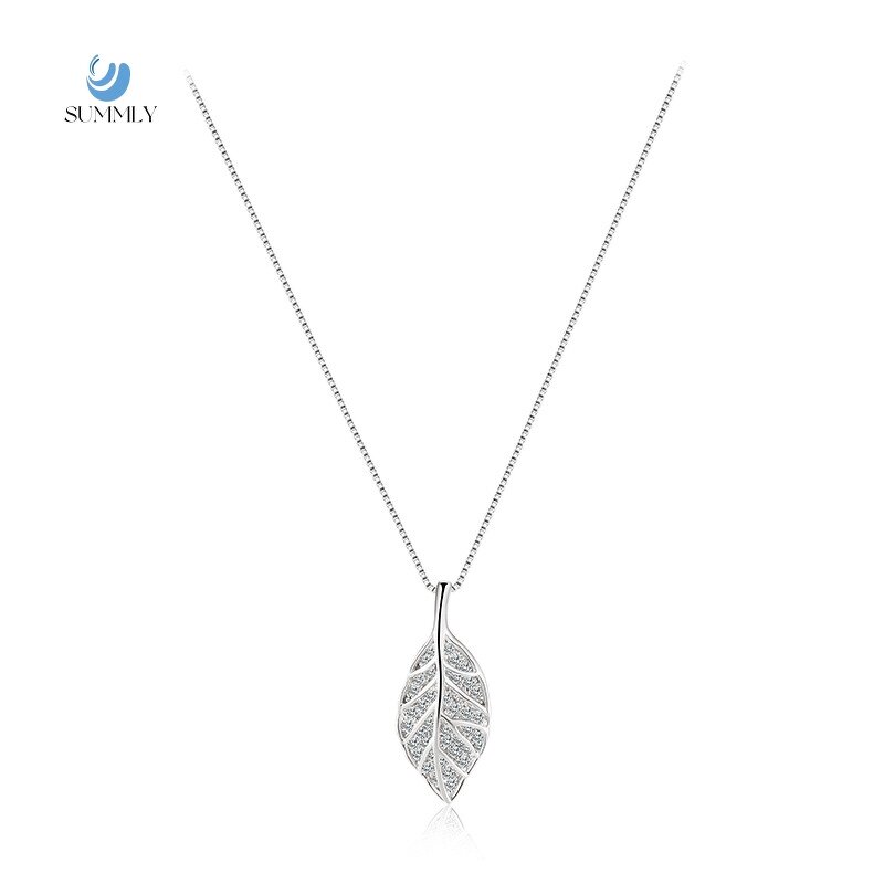 Zircon Leaf Necklace Manufacturer - Vintage 925 Silver 18K Gold Plated Fine