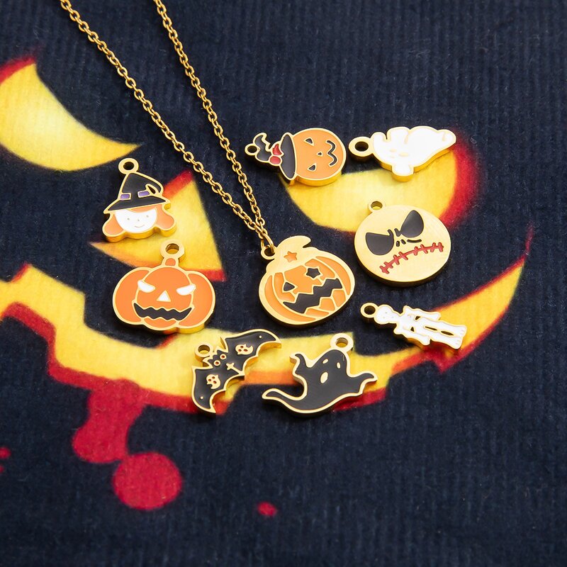Halloween Charm Supplier - Pumpkin Ghost Spider Bat Stainless Steel DIY