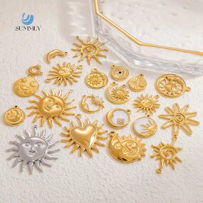 Sun Heart Pendant Factory - 18K Gold Plated DIY Bracelet Necklace Non-Fading